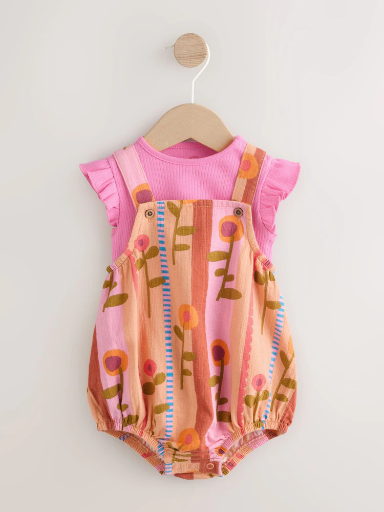 Pink Bright Bloomer Baby Romper with Bodysuit Set 2 Piece (0mths-2yrs) | Next US