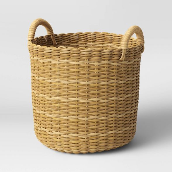 Manmade Wicker Woven Basket Planter Beige - Threshold™ | Target