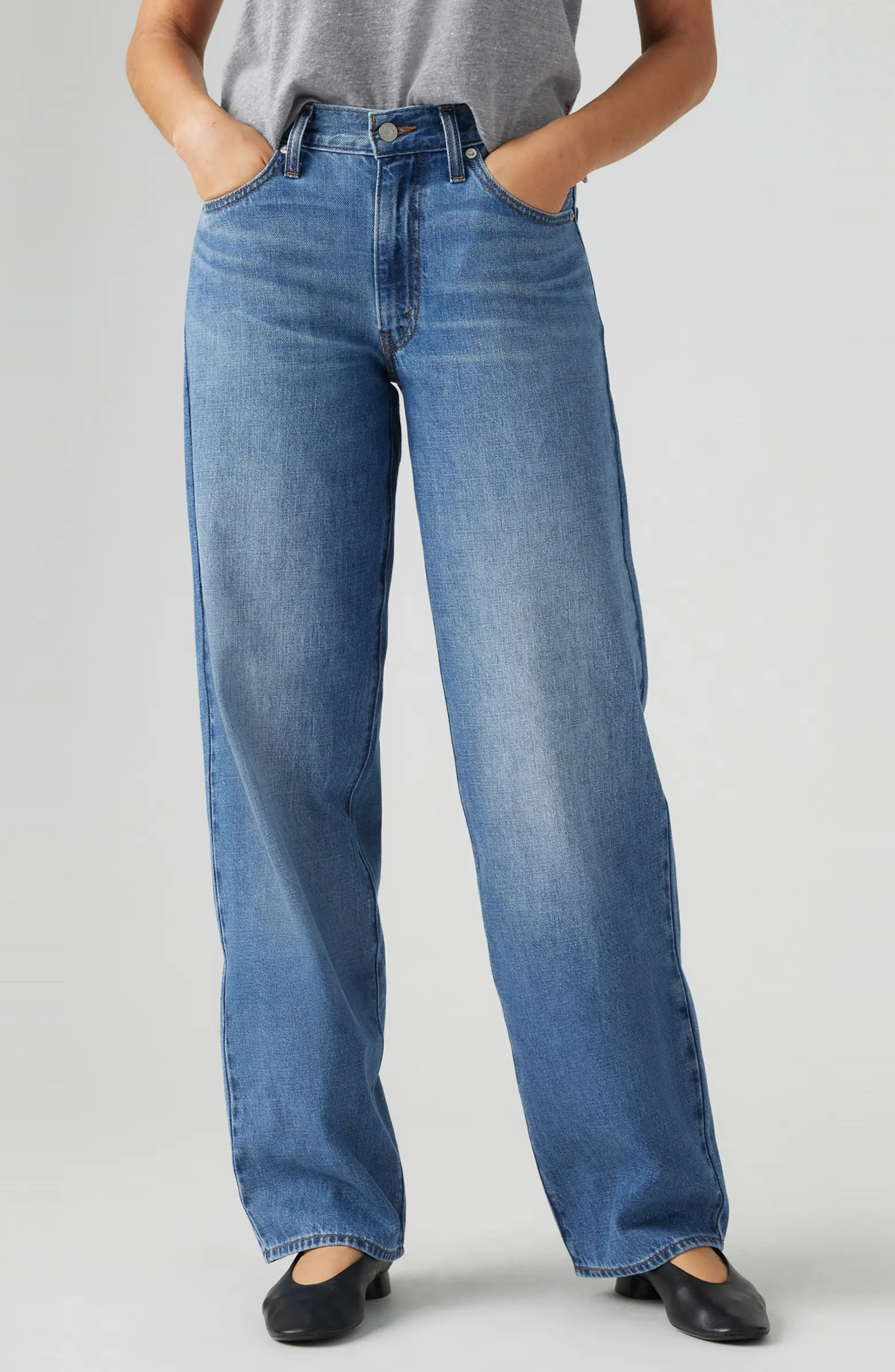 Baggy Wide Leg Cotton & Linen Dad Jeans | Nordstrom