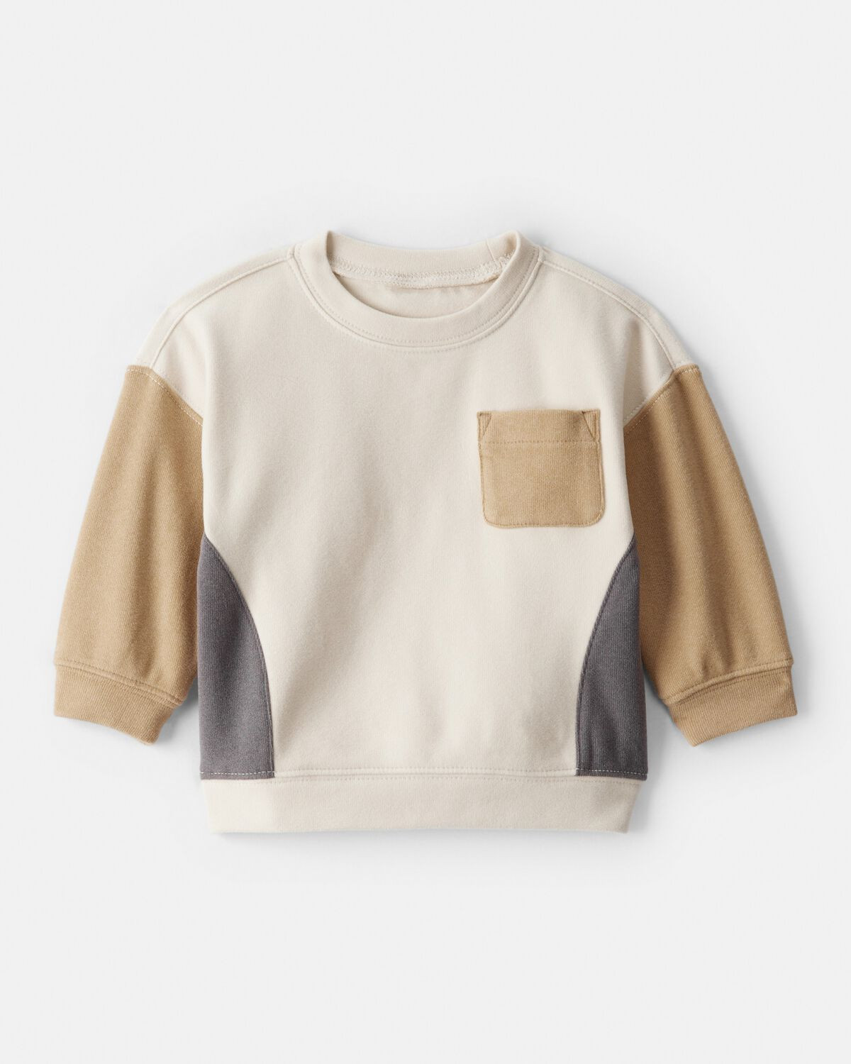 Baby Boy Colorblock French Terry Long-Sleeve Pullover Sweatshirt - Tan | Carter's Inc