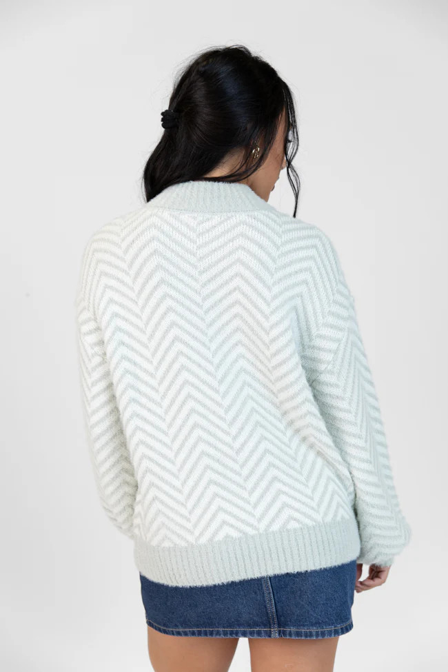 All That You Are Grey Fuzzy Herringbone Mock Neck Sweater DOORBUSTER | Pink Lily
