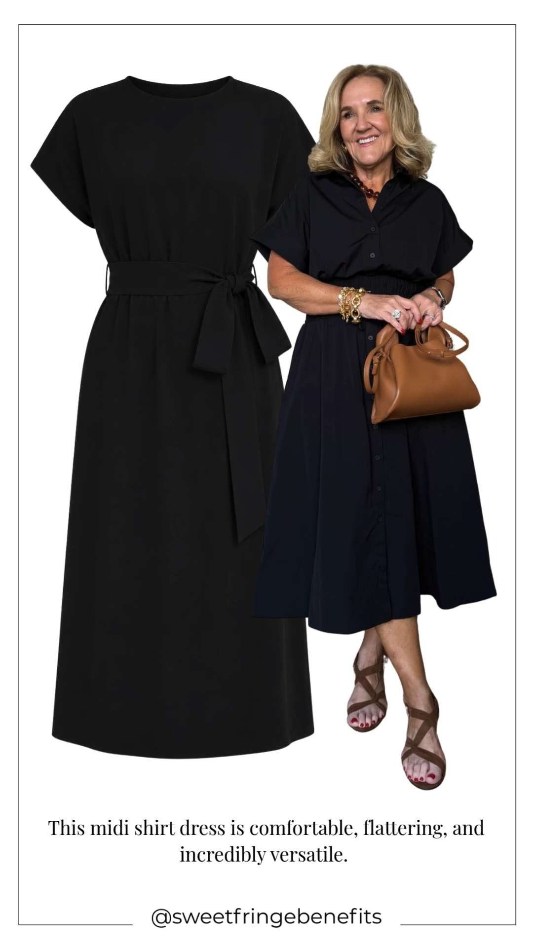 This navy midi shirt dress is comfortable, flattering, and incredibly versatile. The elastic waist creates shape without feeling restrictive, and the polished silhouette works just as well for everyday wear as it does for travel, lunch dates, and casual dinners.

💡 LTK MADE EASY

❤️ Heart = Support my posts
🔖 Save = Get sale & restock alerts
📋 Lists = Keep favorites organized
📲 Share = Send to yourself for later
💬 Comment = Ask me anything 

 #LTKootd #LTKSeasonal #LTKOver40