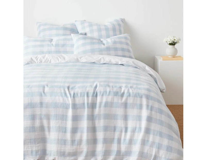 Target Willa Muslin Check Quilt Cover Set - Capri | Catch.com.au
