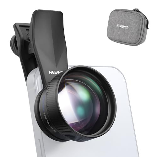 NEEWER 75mm Macro Phone Camera Lens with 17mm Threaded Lens Clip, 3X Magnification, 5 Elements in 5 Groups for Backplate, Phone Cage, Case Compatible with iPhone Samsung Android, LS-73 | Amazon (US)