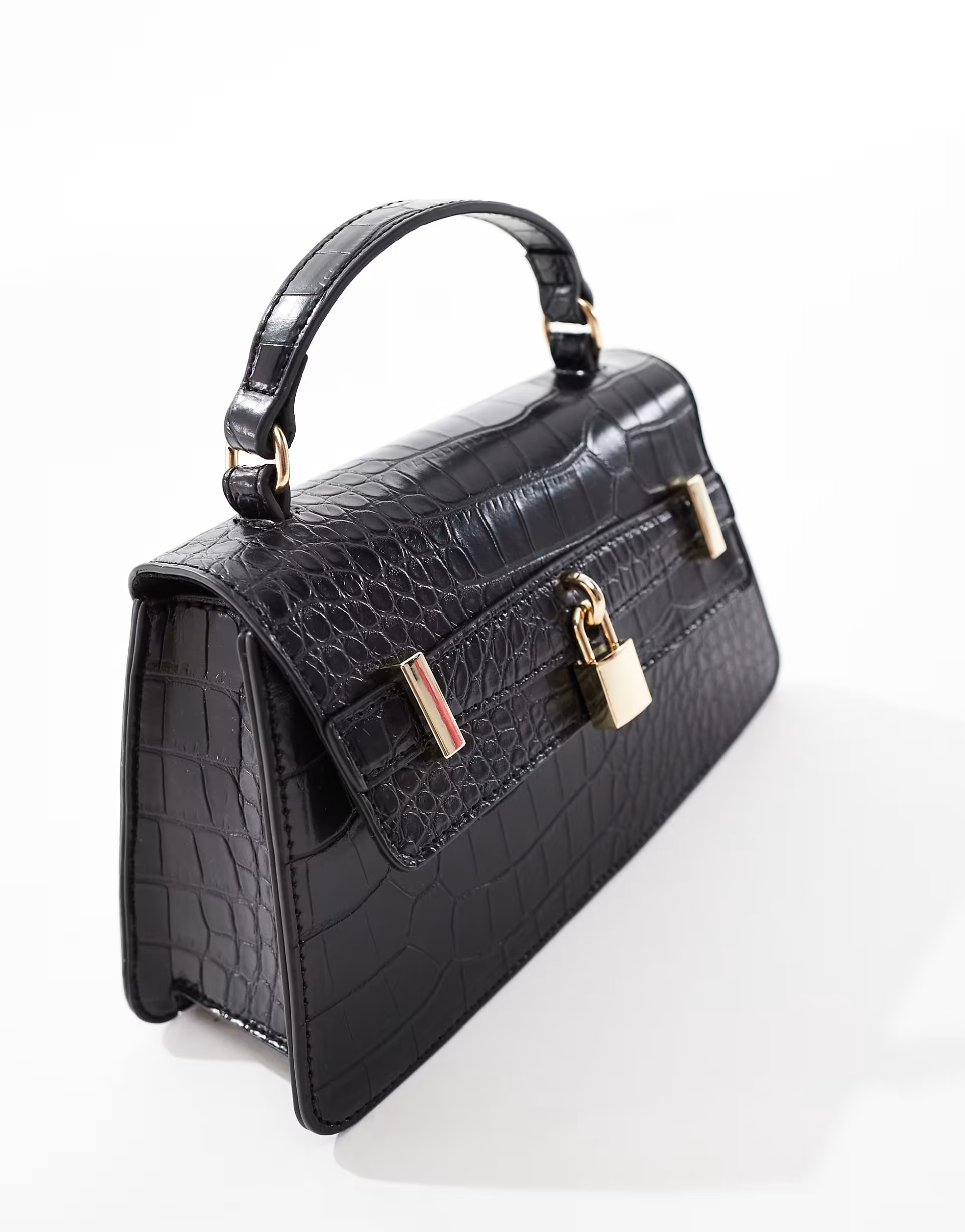 ASOS DESIGN - Sac bandoulière avec poignée supérieure et fermoir devant - Noir | ASOS (Global)