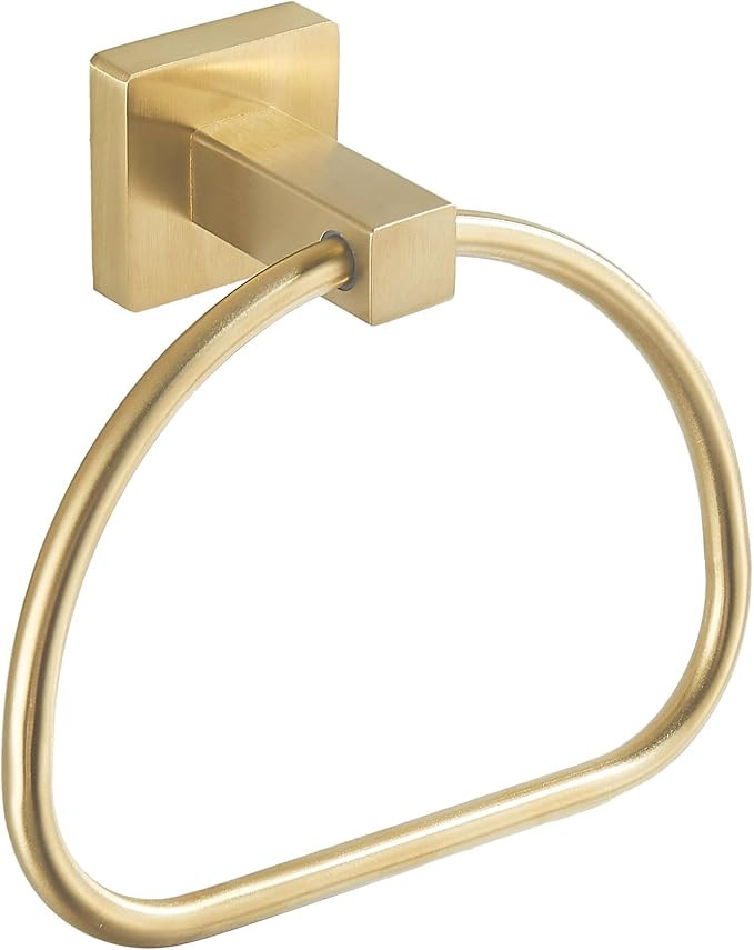 Leyden Brushed Gold Hand Towel Holder, Bathroom Towel Ring, Bath Hand Towel Hangers Wall Mounted ... | Amazon (US)