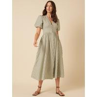 Nobodys Child Seersucker Stripe Midaxi Dress - Green | Very (UK)