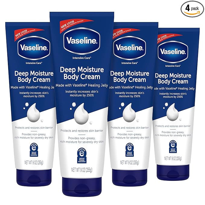 Vaseline Intensive Care Body Cream Deep Moisture 4 pk with Healing Petroleum Jelly & Vitamin E Ri... | Amazon (US)