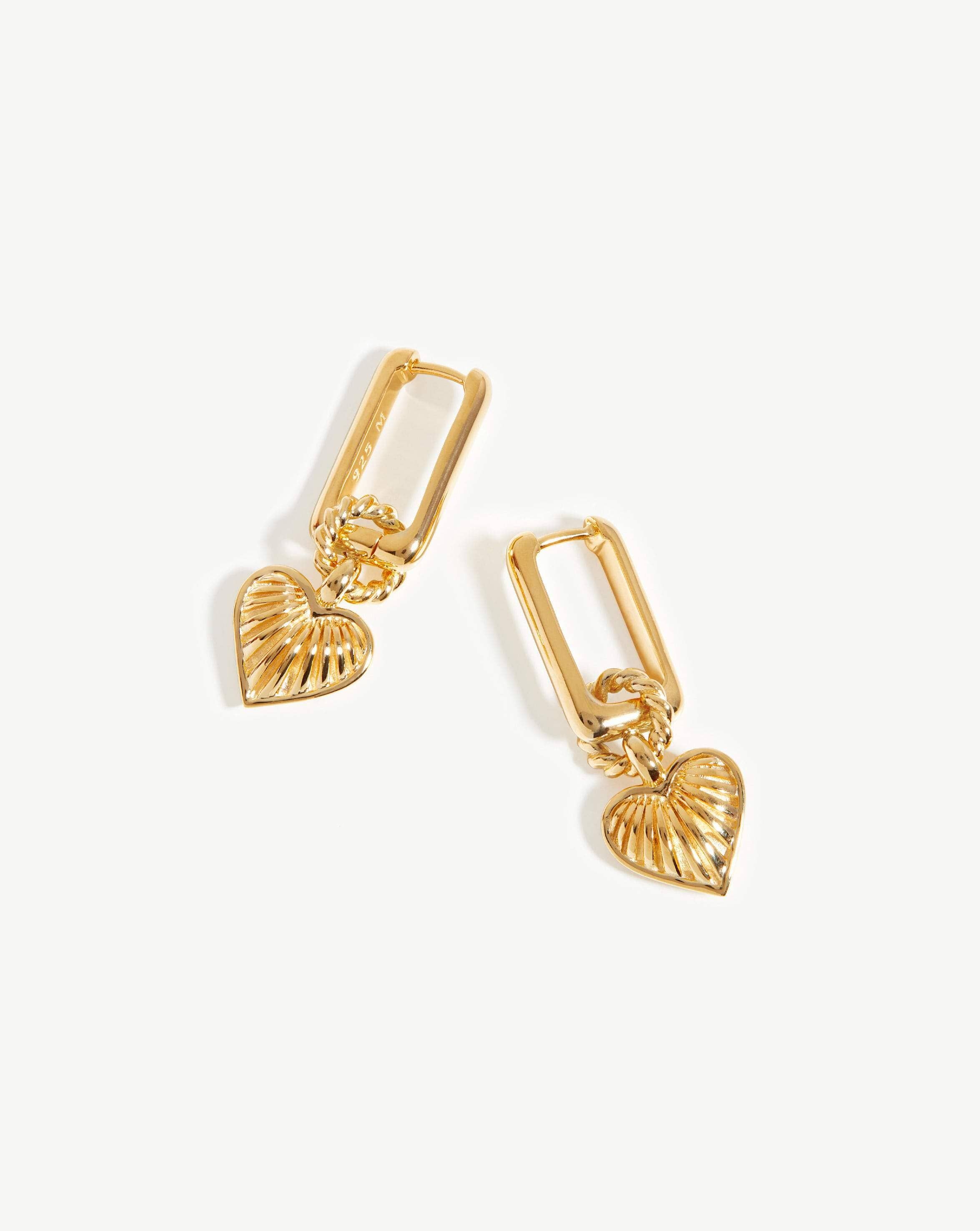 Ridge Heart Charm Earrings | 18ct Gold Plated Vermeil | Missoma