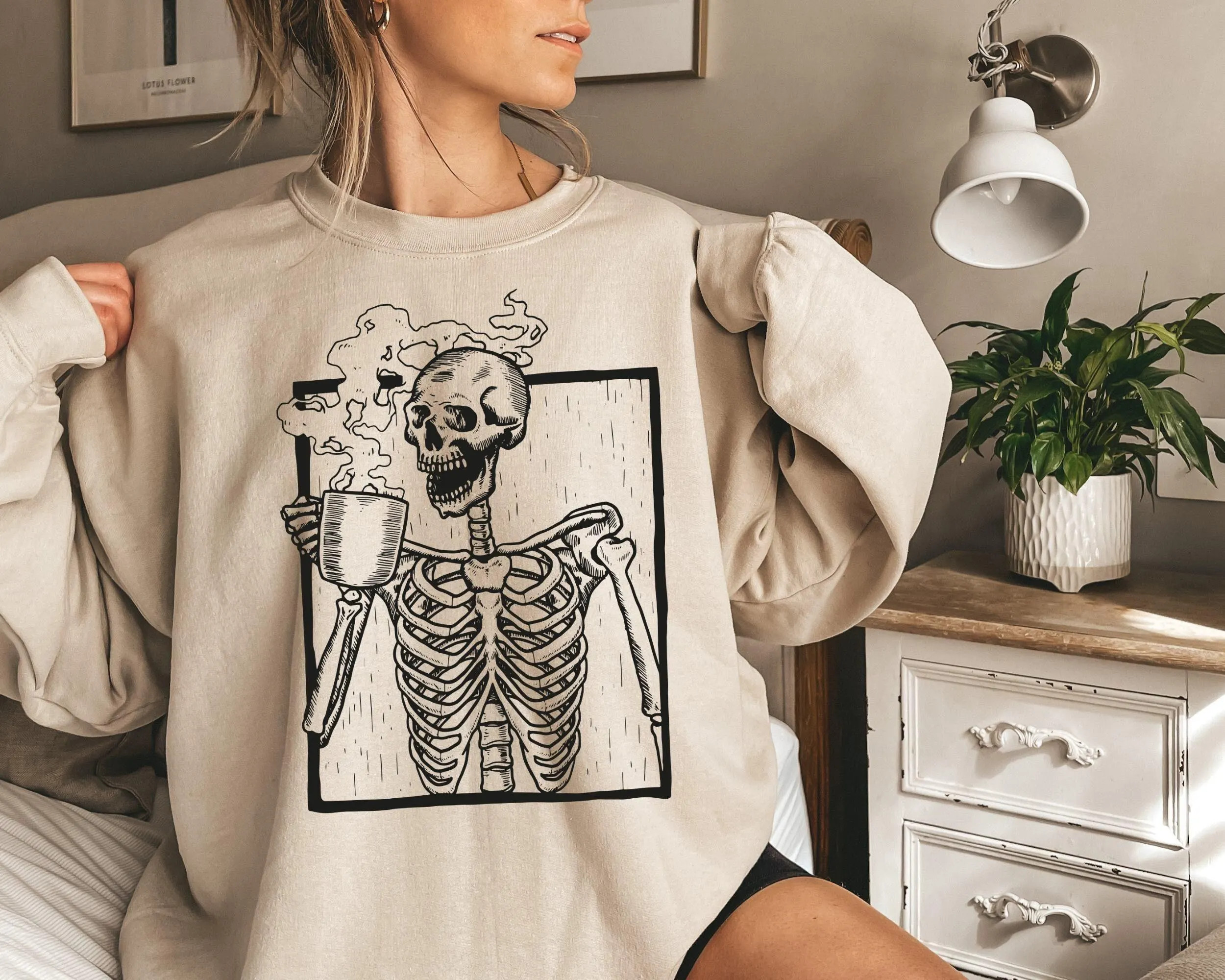 Skeleton Coffee Sweatshirt, Halloween Skeleton Sweatshirt, Fall Coffee Hoodie, Skeleton Hoodie Halloween Sweatshirt Halloween Coffee Sweater | Etsy (Global)