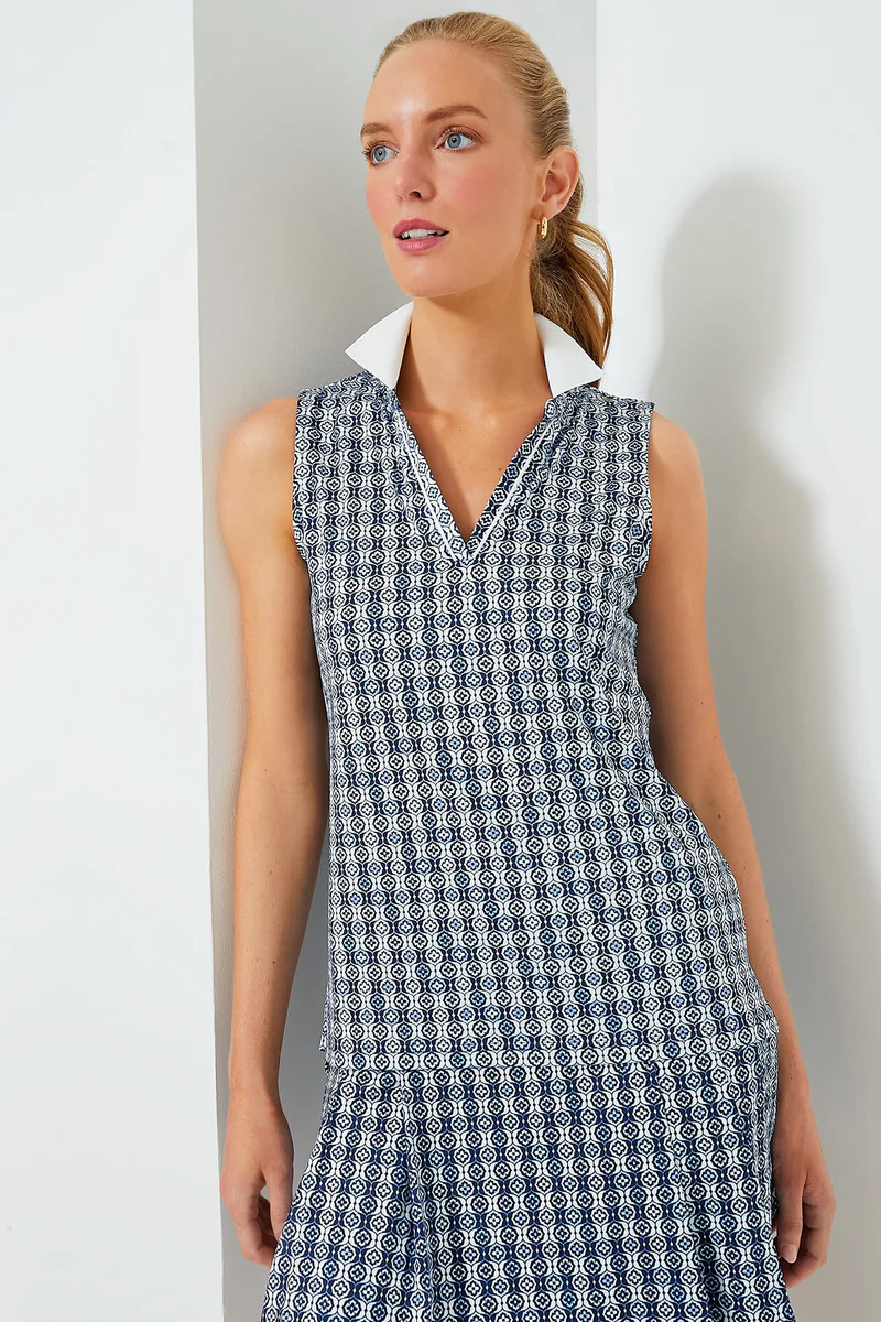 Lisbon Tile Sleeveless Caroline Polo | Tuckernuck (US)