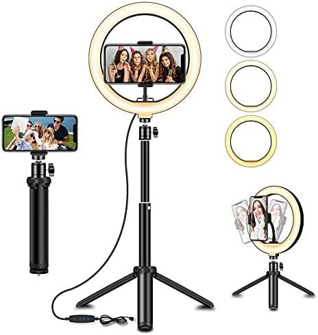 SYOSIN LED Ring Light with Extendable Tripod Stand, 8'' LED Selfie Ring Light & Phone Holder with... | Amazon (US)