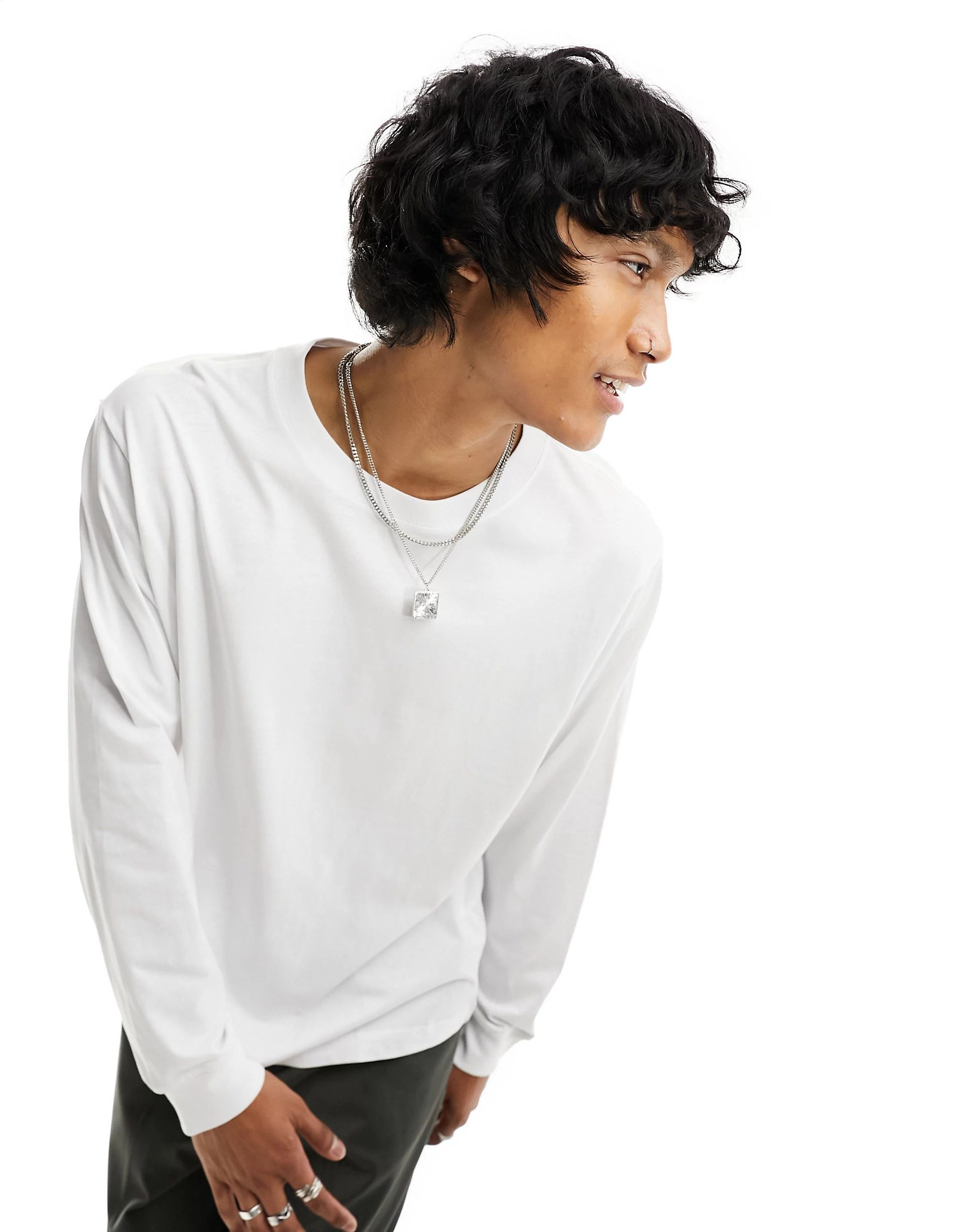 Weekday relaxed fit long sleeve t-shirt in white | ASOS (Global)