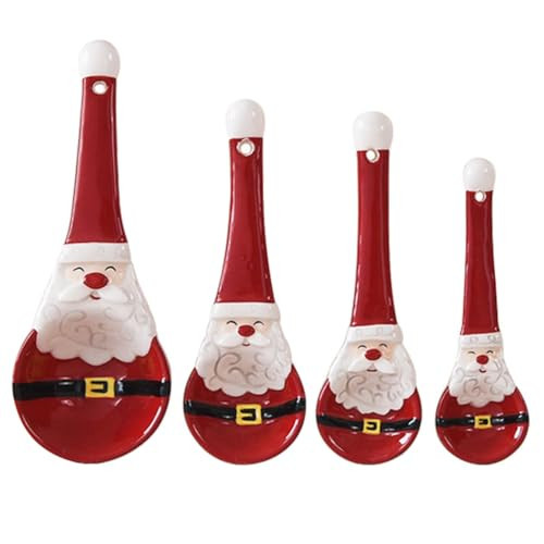 PRETYZOOM 4pcs Christmas Ceramic Measuring Spoon, CartoonSanta Claus Measuring Spoon Set, Xmas Teaspoon Holiday Kitchen Baking Accessories, Christmas Party Favors for Baking Lovers | Amazon (US)