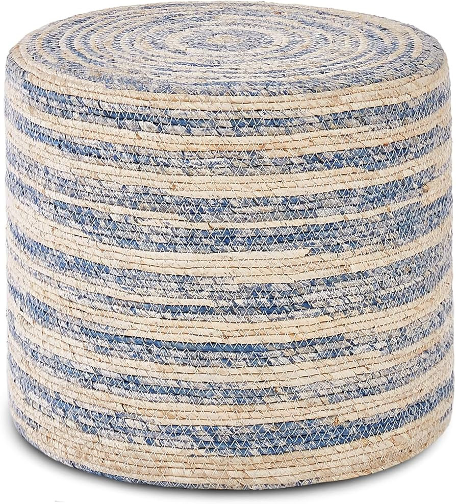 Wimarsbon 18'' Ottoman Pouf, Natural Braided Poof, Rustic Handweave Lounge Pouffe, Boho Footrest ... | Amazon (US)