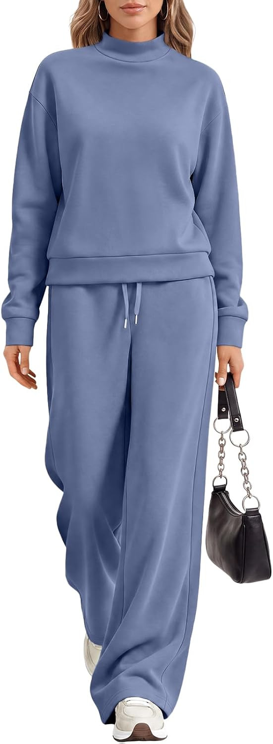 EFAN Womens Sweatsuits 2 Piece Modal Blend Sweat Sets Mock Neck Loungewear | Amazon (US)
