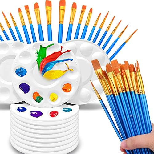 Hulameda 50 Pcs Nylon Hair Paint Brushes for Acrylic Oil Watercolor ,Manicure,Face Painting Craft... | Amazon (US)