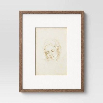 16" x 20" Sepia Tone Sketch Of Woman Framed Wall Art Brown - Threshold™ | Target