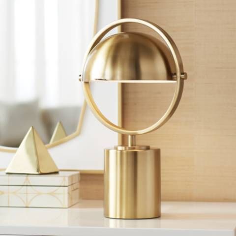 Drome Brushed Brass Industrial Modern Accent Table Lamp | Lamps Plus