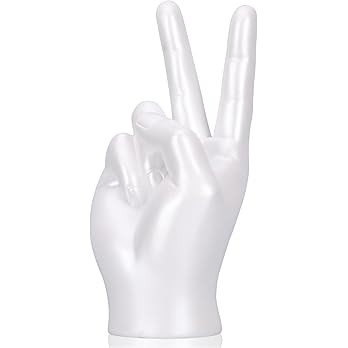 White Peace Sign Decor Creative Hand Sculpture Cool Desk Decor Statue, Resin Finger Sign Funky Ho... | Amazon (US)