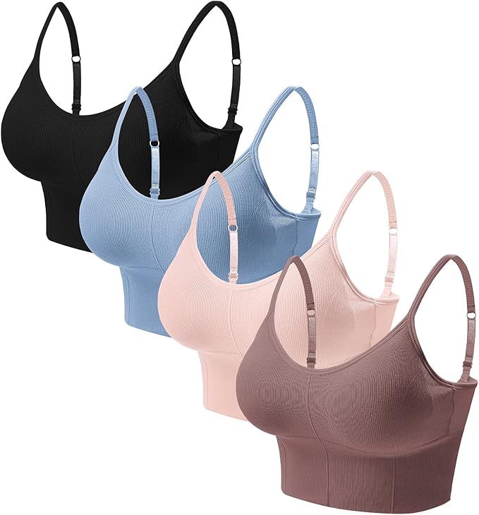 Eleplus 4 Pieces Comfy Sleep Bra for Women Cami Lounge Bra Wirefree Padded Bralettes Longline Pac... | Amazon (US)