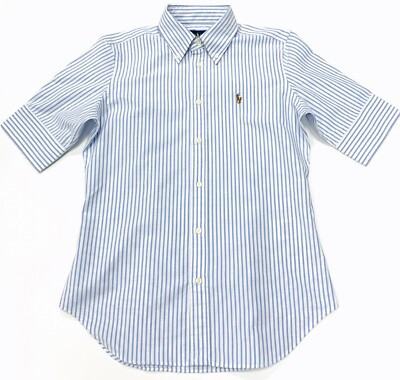 Ralph Lauren Women’s Slim Fit Striped Chambary Oxford Shirt In Blue/White | eBay UK