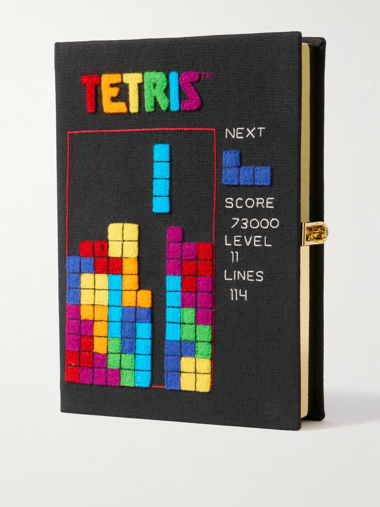 Olympia Le-Tan - Tetris Embroidered Appliquéd Canvas Clutch - Black | NET-A-PORTER (US)