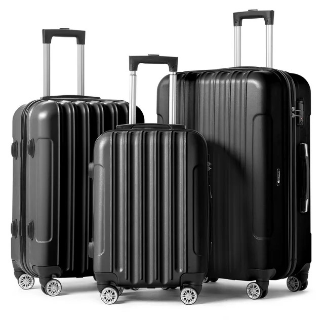 Zimtown 3 Piece Nested Spinner Suitcase Luggage Set With TSA Lock Black - Walmart.com | Walmart (US)
