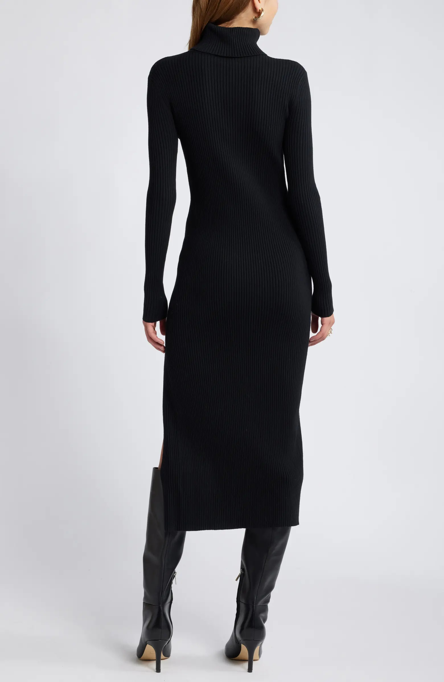 Rib Long Sleeve Turtleneck Sweater Dress | Nordstrom