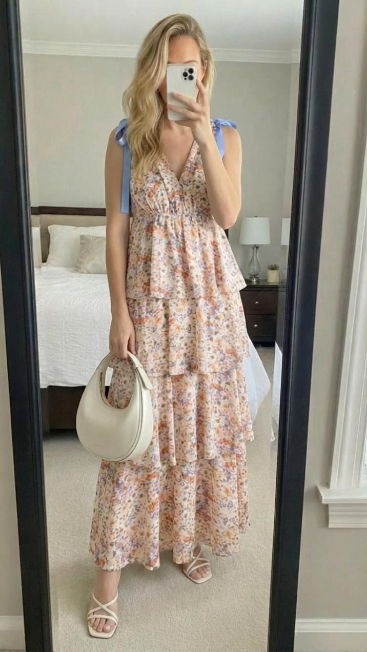 🌸✨ SPRING WEDDING GUEST OUTFIT INSPO ✨🌸
This floral maxi dress is giving ALL the spring vibes and I am obsessed 🙌 The tiered ruffle detail + powder blue tie shoulders are so dreamy — perfect for a garden wedding, bridal shower, baby shower, or Easter brunch!
Styled it with the cutest cream crescent bag and strappy square toe heels to keep the look clean and feminine 🤍
🔗 Everything linked in my LTK! Tap the photo to shop 👆
—
✨ KEYWORDS FOR YOU TO SHOP ✨
floral maxi dress | tiered ruffle dress | spring dress | wedding guest dress | garden party outfit | bridal shower outfit | Easter dress | baby shower dress | spring wedding guest | shoulder tie dress | cottagecore dress | feminine maxi | spring 2025 fashion | date night dress | resort wear | vacation outfit | cream handbag | crescent bag | strappy heels | square toe sandals | spring outfit inspo | OOTD | midsize fashion | spring outfits | pastel outfit 

 

#LTKSpringSale #LTKdayinmylife #LTKootd