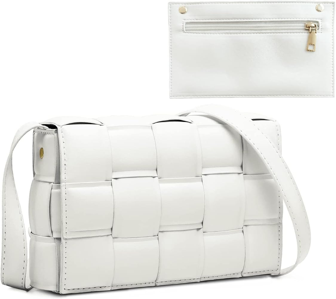 Drupany Woven Padded Cassette Crossbody Bags for Women, Small Leather Shoulder Bag Trendy Handbag... | Amazon (US)