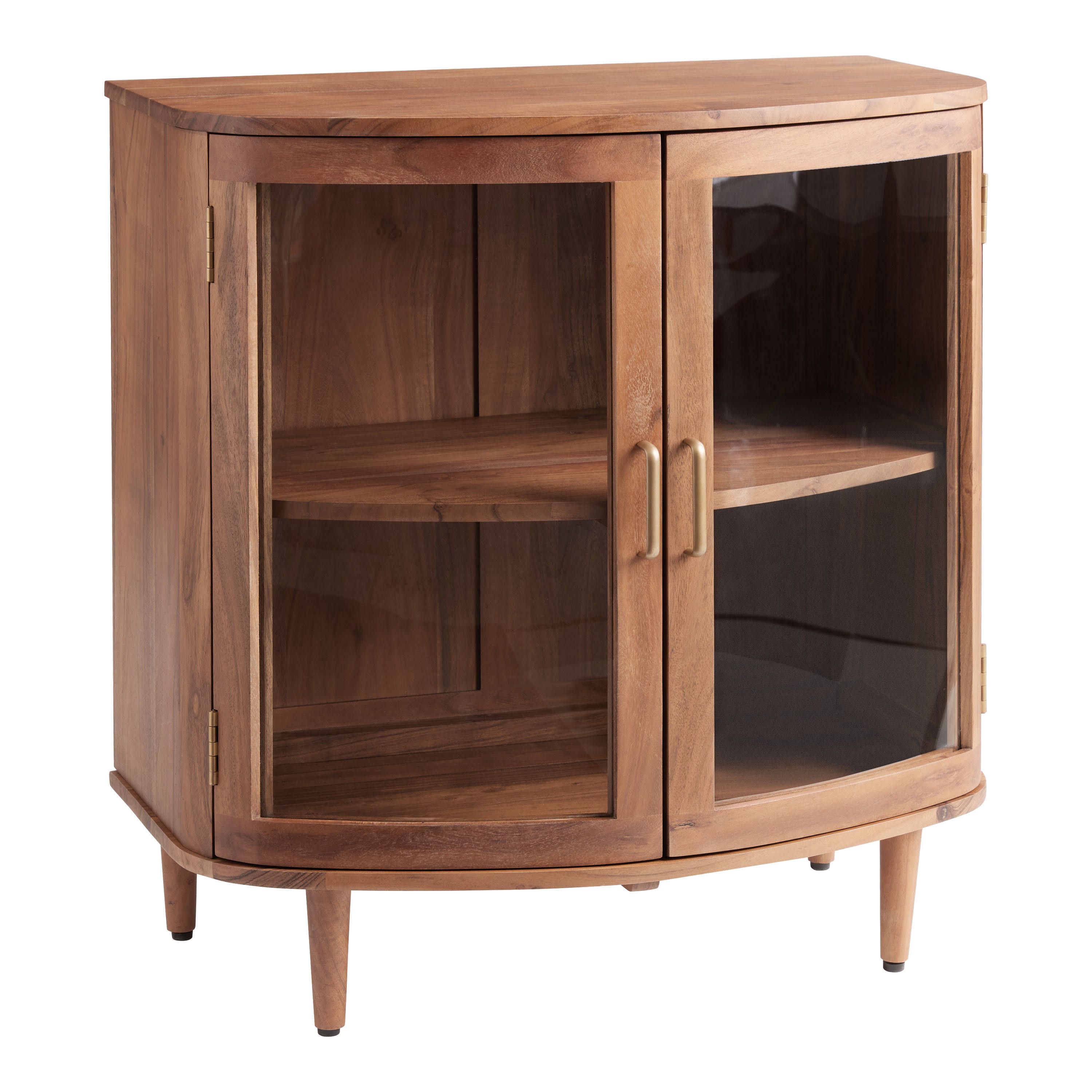 Cade Wood and Glass Curved Display Cabinet | World Market