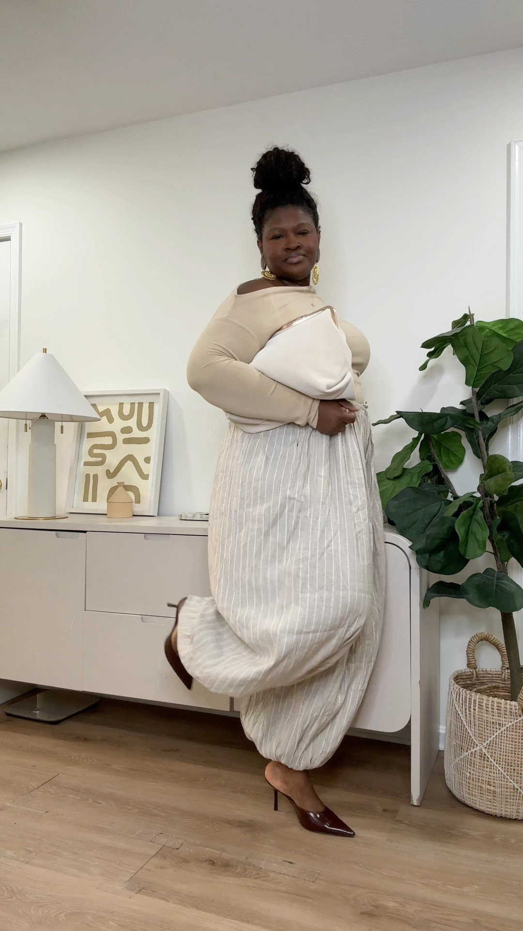 A neutral outfit always feels timeless. These pleated wide-leg pants made the look feel effortless and elevated. The exact pair is sold out, but I linked a similar option that gives the same chic silhouette and comfort.   plus size fashion, curvy fashion, wide leg pants, pleated pants, flowy pants, neutral outfit, fall outfit ideas, elegant casual outfit, classy outfit ideas, elevated basics, women’s fashion, fall fashion, burgundy shoes, gold jewelry, outfit inspiration

#LTKootd #LTKMidsize #LTKSeasonal