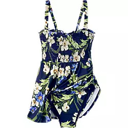 Womens Square Neck Smocked Mini Swim Dress | Lands' End (US)