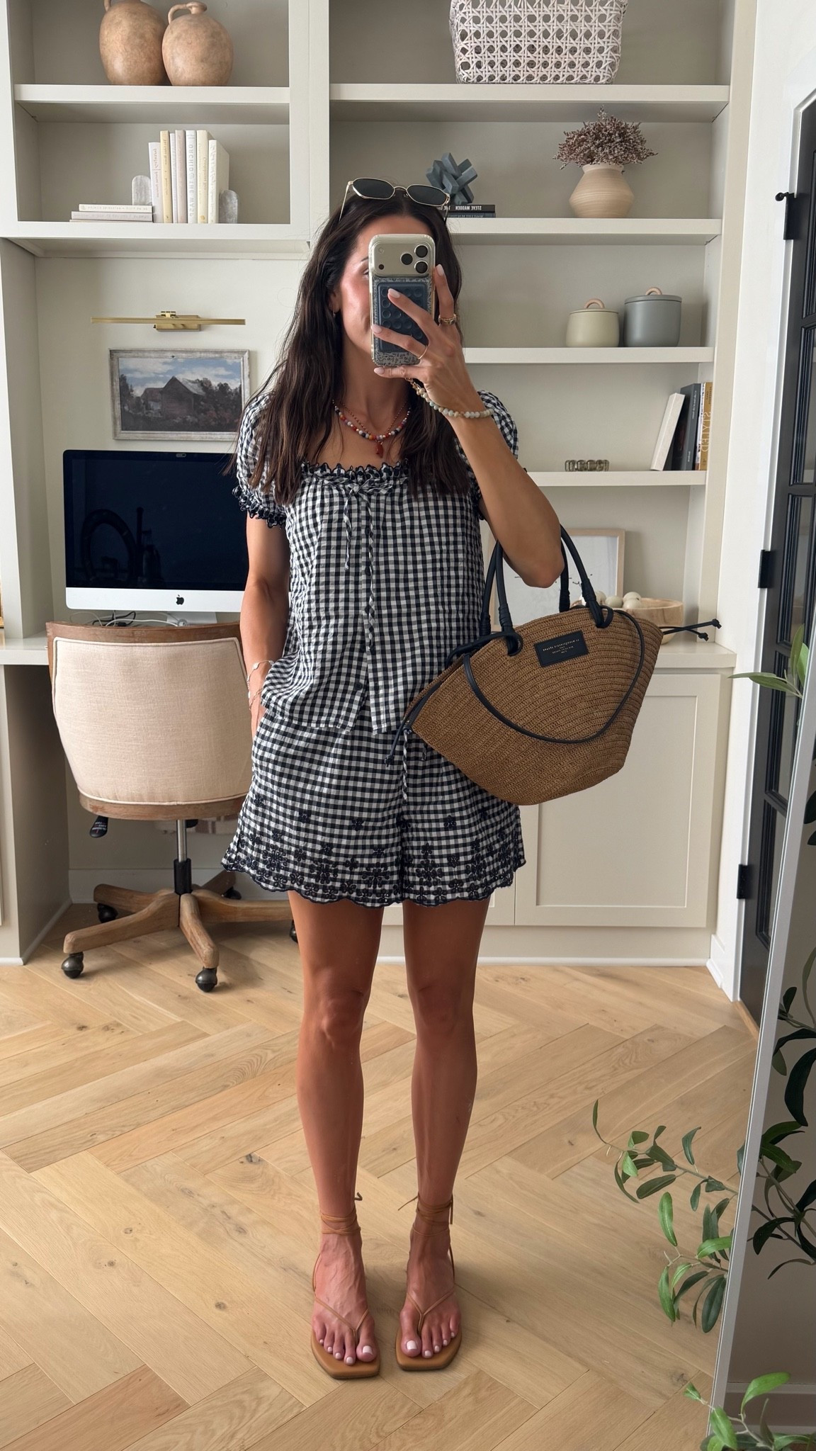 Just saw that this darling gingham set is 40% off !!! Wearing my true size S in both! 

Summer short set / 4th of July outfit / splendid / sezane / wrap sandals

#LTKootd #LTKSaleAlert #LTKSeasonal