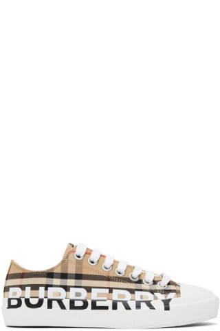 Burberry - Beige Logo Check Larkhall Sneakers | SSENSE