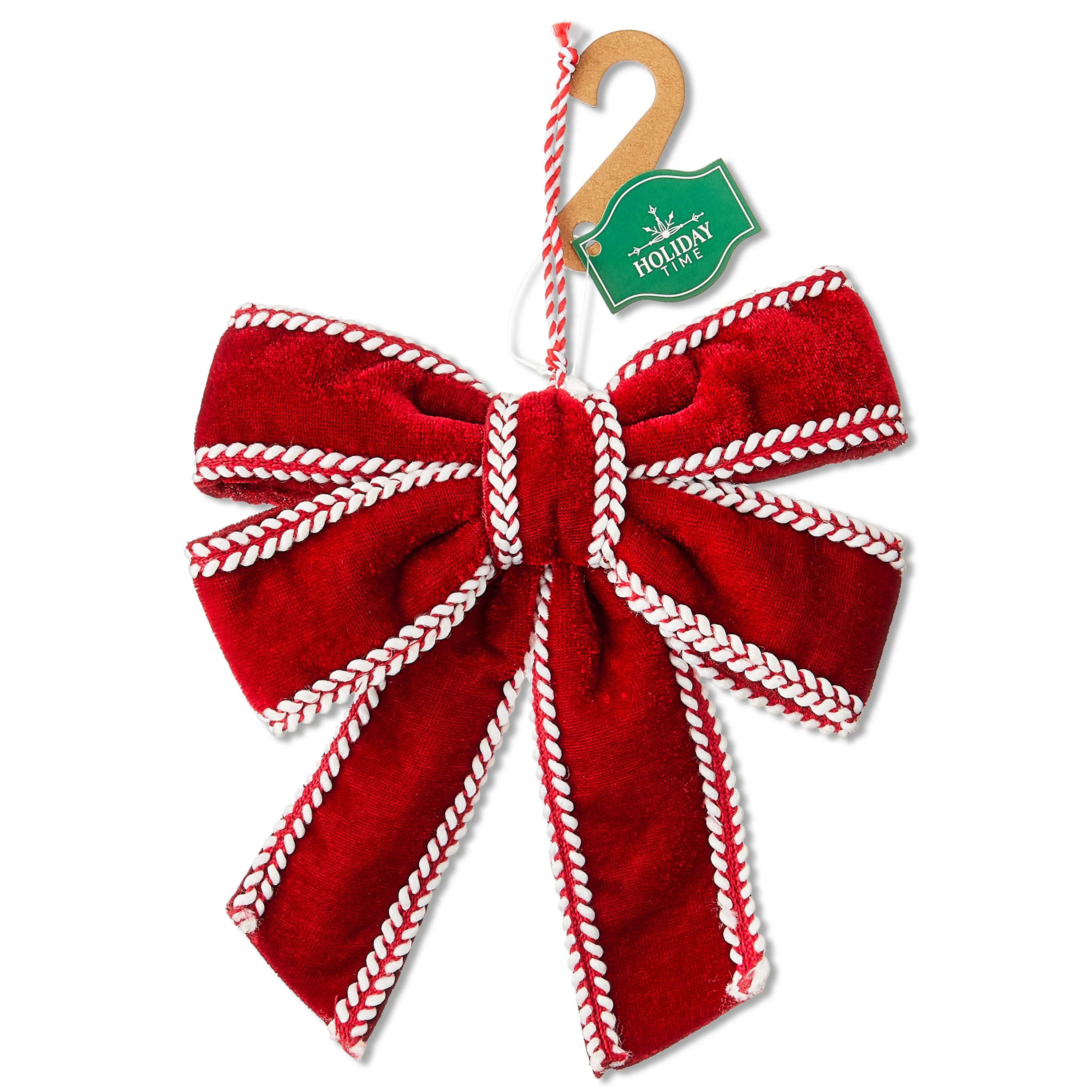 Red and White Velvet Bow Christmas Ornament, 5.5", by Holiday Time | Walmart (US)