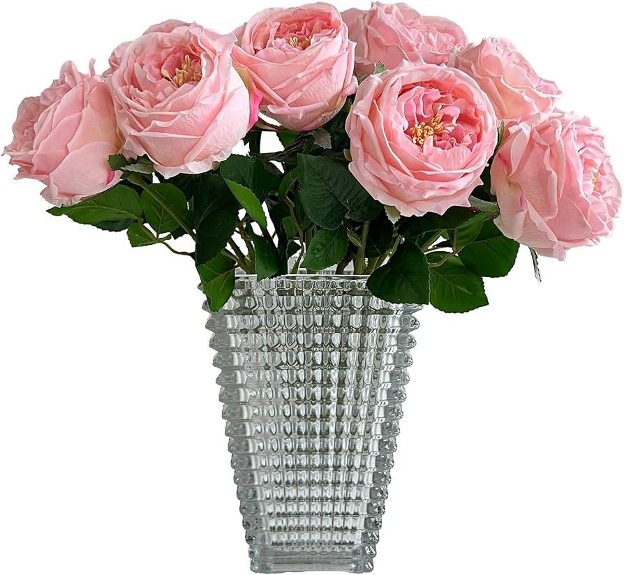 5 PCS Real Touch Silk Peonies Artificial Flowers with Stems, 17.9" Lifelike Faux Pink Roses Bouqu... | Amazon (US)