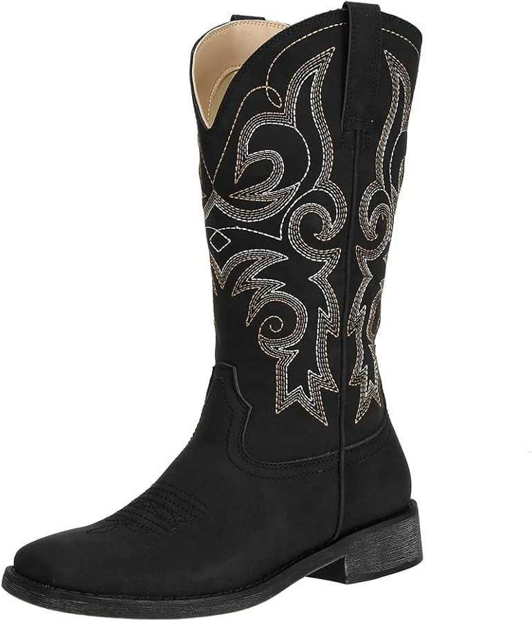 SheSole Women's Fashion Western Cowgirl Cowboy Boots Wide Square Toe Mid Calf | Amazon (US)
