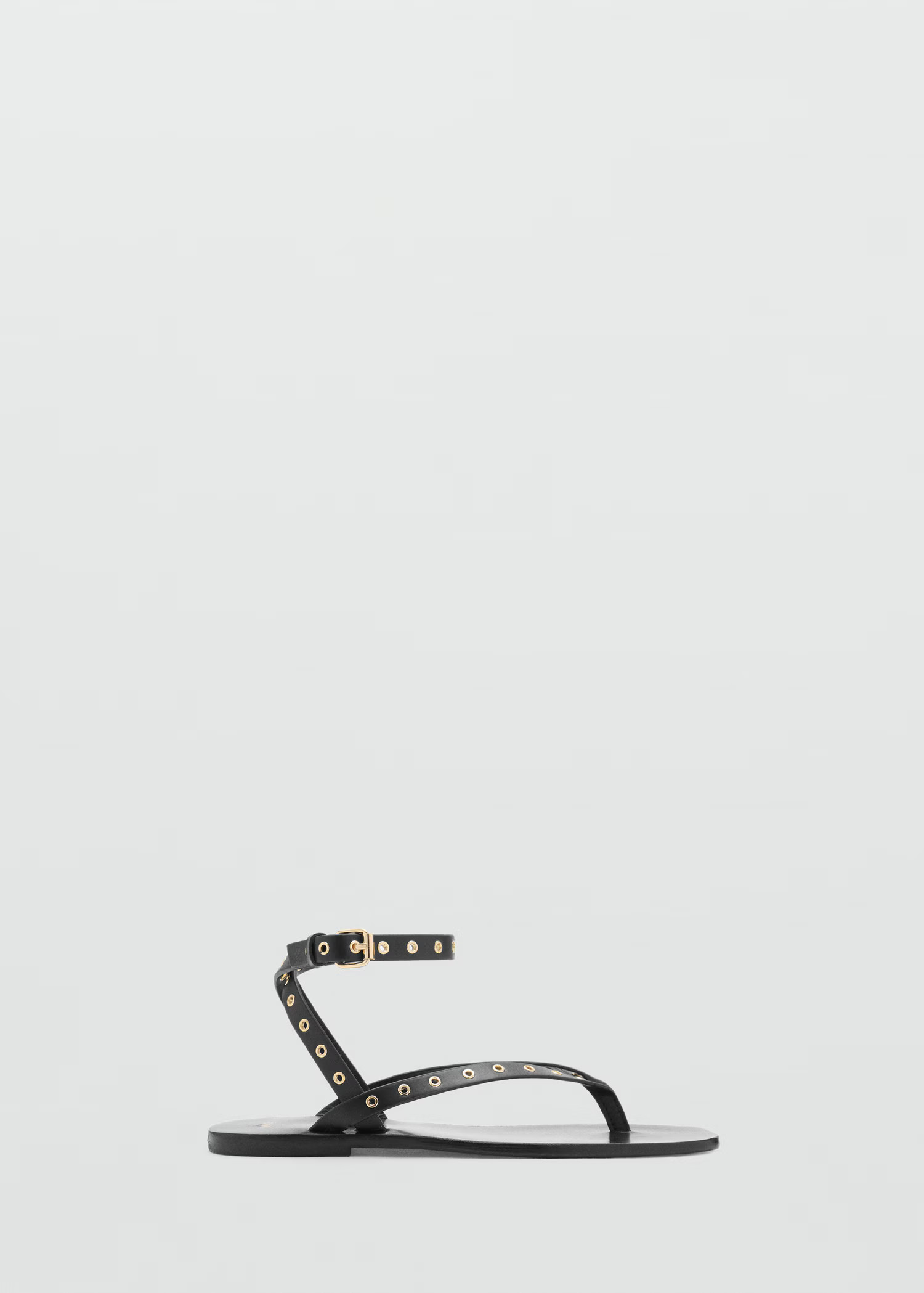 Leather sandal with die-cut straps - Women | MANGO United Kingdom | MANGO (UK)