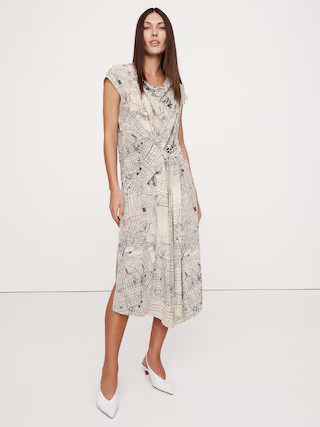 Matte Silk Cowl-Neck Shift Dress | Banana Republic (US)