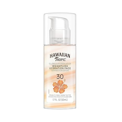 Hawaiian Tropic Weightless Hydration Lotion Sunscreen for Face SPF 30, 1.7oz | Travel Size Sunscr... | Amazon (US)