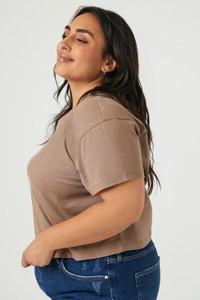 Plus Size Cropped Rib-Knit Tee | Forever 21 (US)
