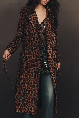 Avec Les Filles Flocked Velvet Animal Print Trench Coat | Anthropologie (US)