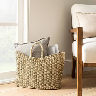 19" x 9" x 16" Tapered Oval Seagrass Basket Natural - Threshold™ designed with Studio McGee | Target