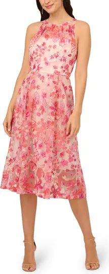 Floral Embroidered Fit & Flare Midi Dress | Nordstrom