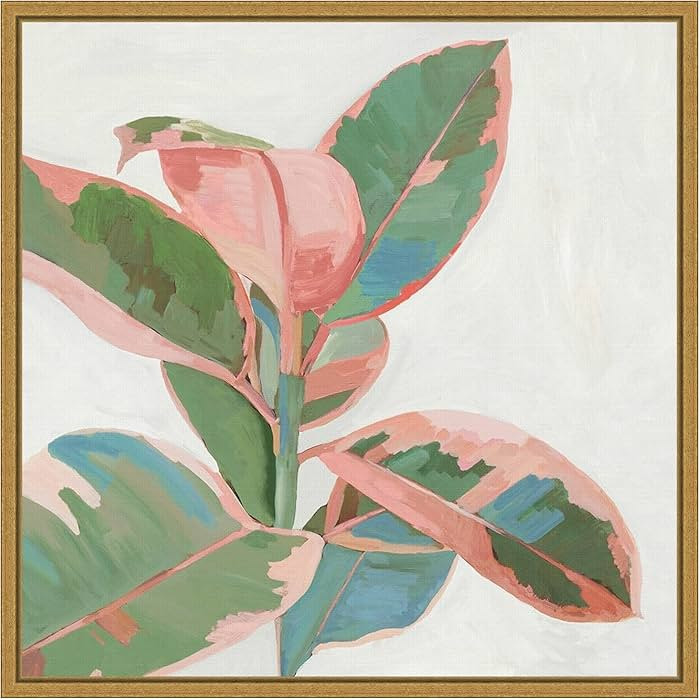 Amanti Art Framed Canvas Wall Art 16x16 Pink Ficus I by Asia Jensen, Framed Wall Art Canvas, Abst... | Amazon (US)