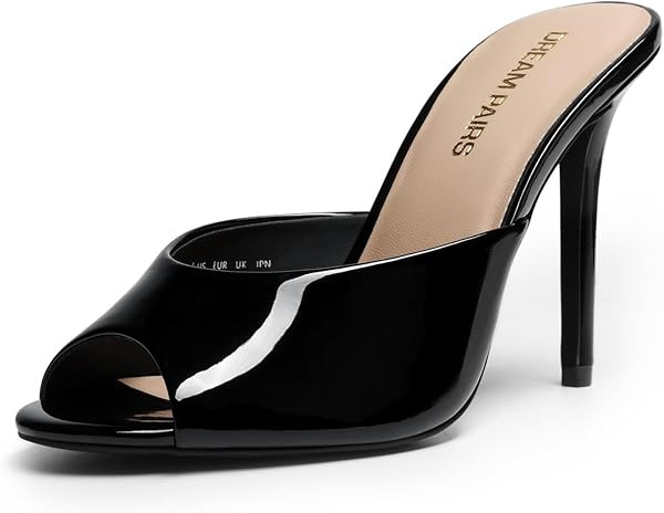 DREAM PAIRS Mule Heels for Women High Heels Stiletto Open Round Peep Toe Mules Sandals Slip on Dr... | Amazon (US)