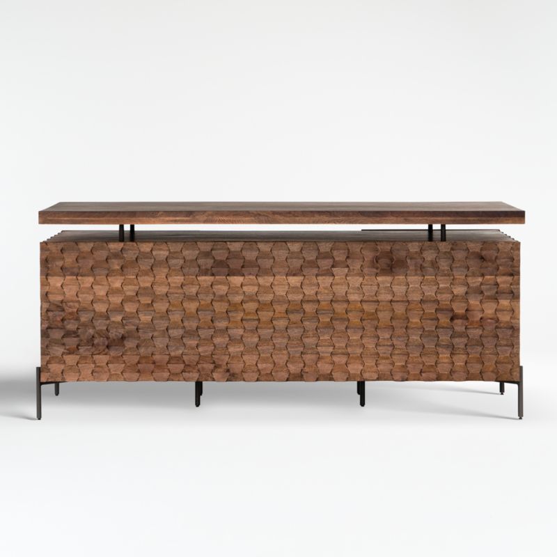 Raffael Carved Mango Wood Executive Desk + Reviews | Crate & Barrel | Crate & Barrel