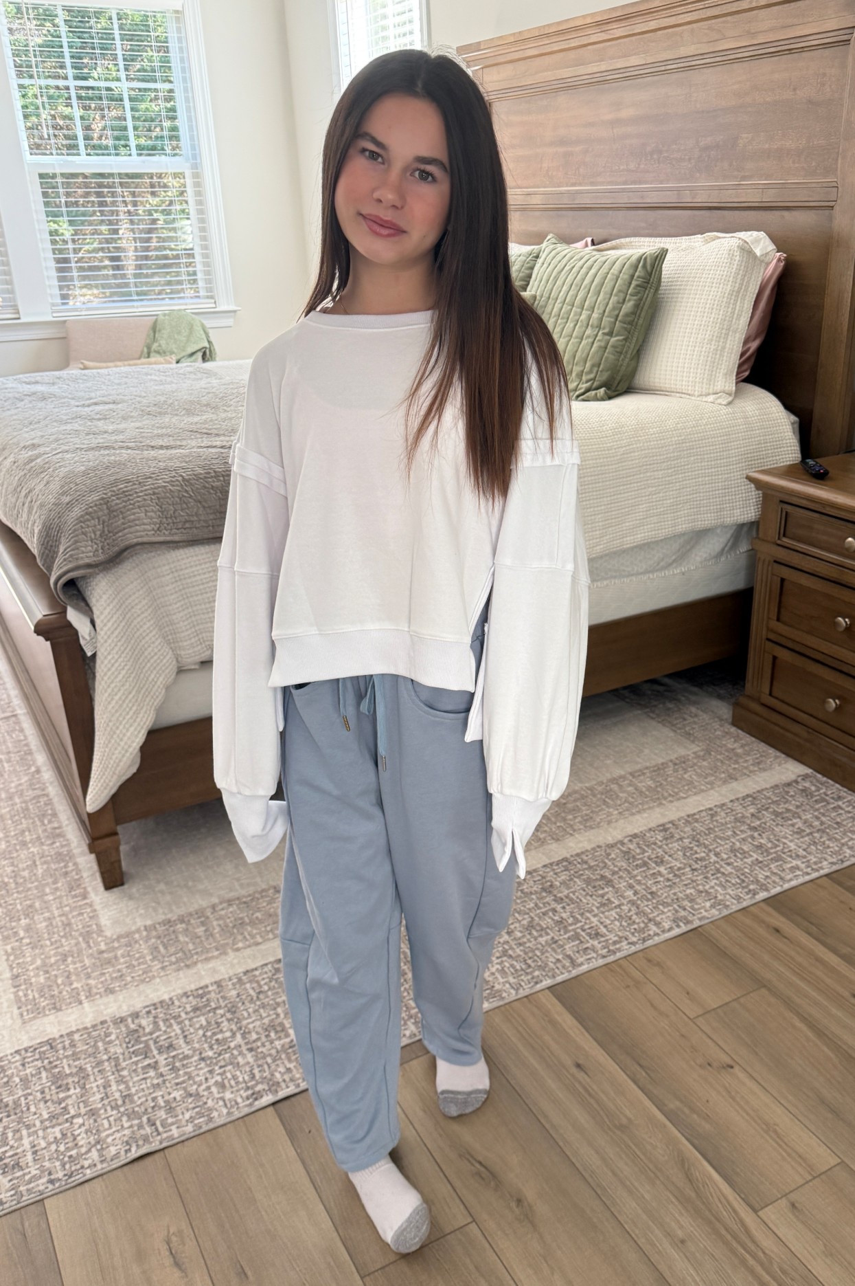 Trending, cute and cozy!  Bringing early spring vibes with this barrel fit and boxy sweatshirt!  You don’t need to break your moms bank to look cute and trendy 
Size XS pants and S top for reference

Teen fashion tween fashion
Tween girl teen influencer 

#LTKdayinmylife #LTKKids #LTKgrwm
